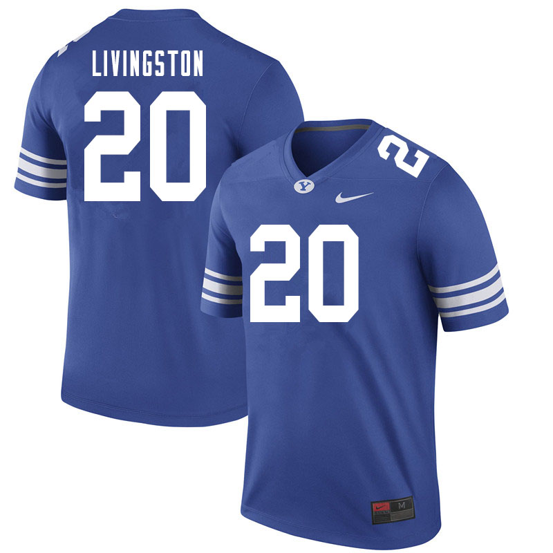 Men #20 Hayden Livingston BYU Cougars College Football Jerseys Sale-Royal - Click Image to Close
